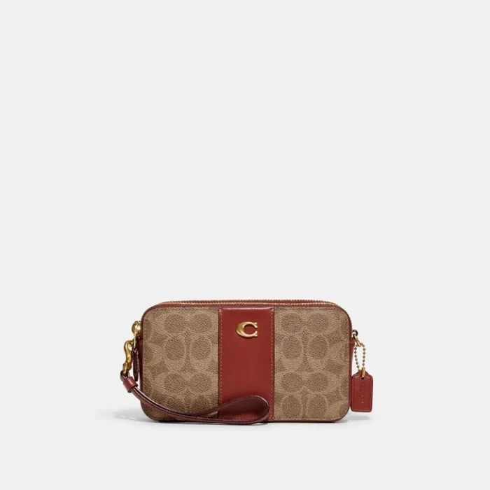 Women Kira Crossbody In Colorblock Signature Canvas Brasstanrust Coach Clutches