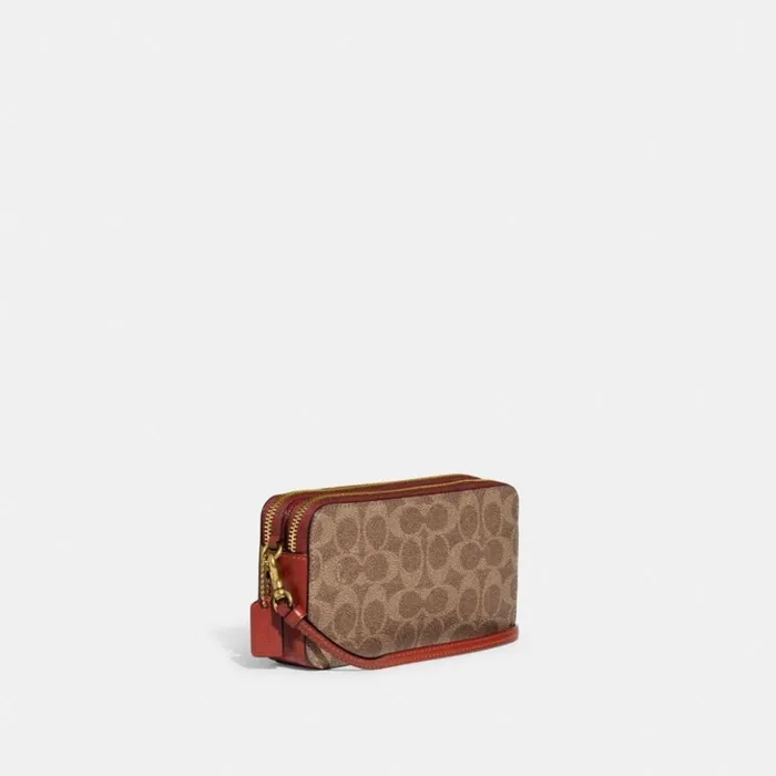 Women Kira Crossbody In Colorblock Signature Canvas Brasstanrust Coach Clutches Women Kira Crossbody In Colorblock Signature Canvas Brasstanrust Coach Clutches