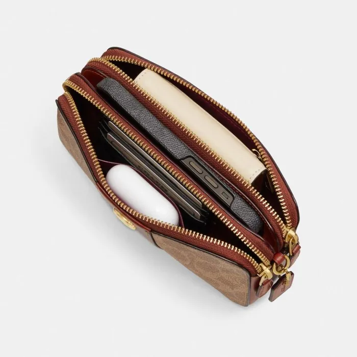Women Kira Crossbody In Colorblock Signature Canvas Brasstanrust Coach Clutches Women Kira Crossbody In Colorblock Signature Canvas Brasstanrust Coach Clutches