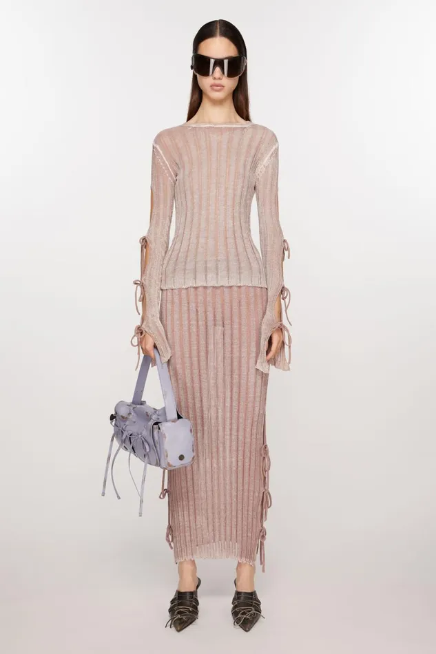Women Knit Midi Skirt Dusty Pink Acne Studios Skirts