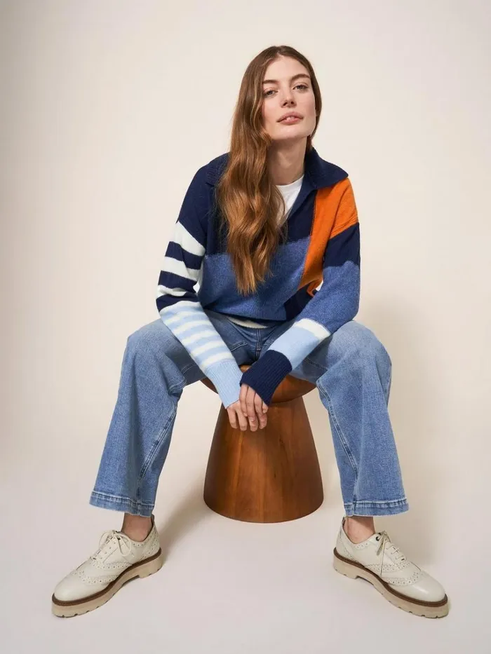 Women KNITWEAR White Stuff COLOURBLOCK COLLAR JUMPER Ivory Multi Women KNITWEAR White Stuff COLOURBLOCK COLLAR JUMPER Ivory Multi