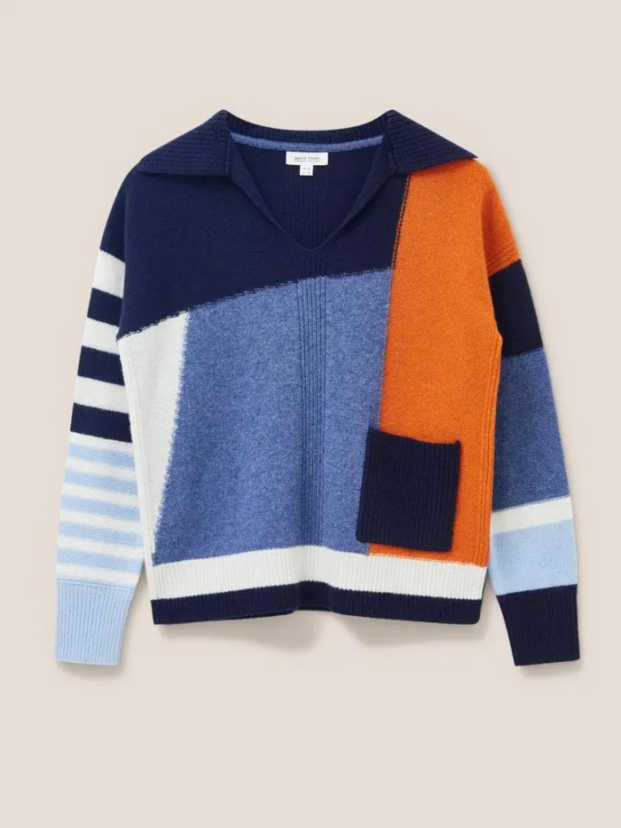 Women KNITWEAR White Stuff COLOURBLOCK COLLAR JUMPER Ivory Multi Women KNITWEAR White Stuff COLOURBLOCK COLLAR JUMPER Ivory Multi