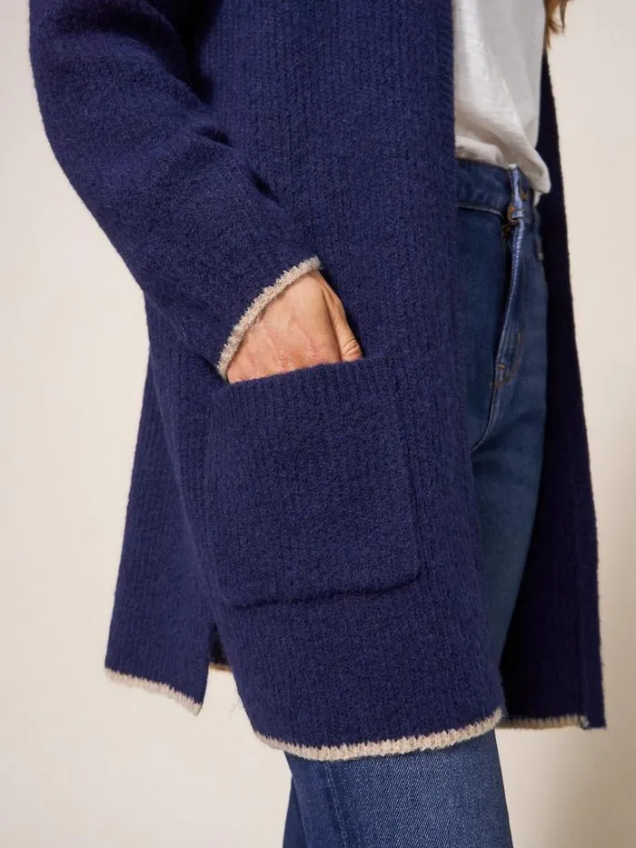 Women KNITWEAR White Stuff ERICA LONGLINE CARDI Dark Navy