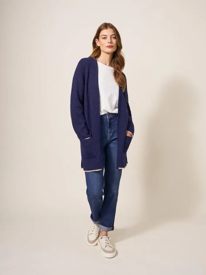 Women KNITWEAR White Stuff ERICA LONGLINE CARDI Dark Navy Women KNITWEAR White Stuff ERICA LONGLINE CARDI Dark Navy