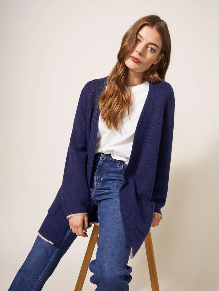 Women KNITWEAR White Stuff ERICA LONGLINE CARDI Dark Navy Women KNITWEAR White Stuff ERICA LONGLINE CARDI Dark Navy
