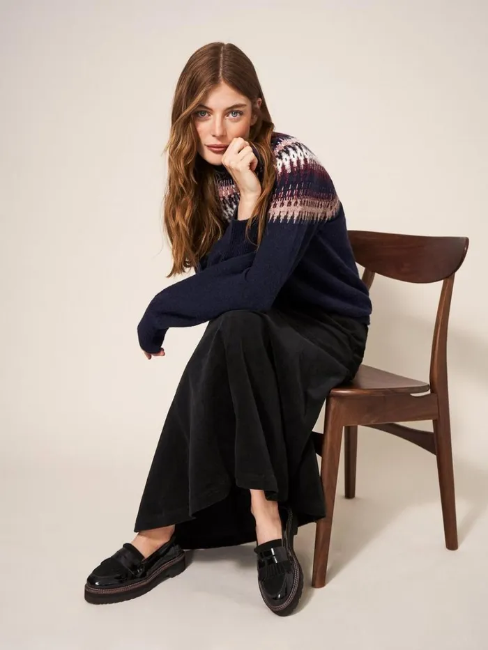 Women KNITWEAR White Stuff FRANKIE FAIRISLE JUMPER Dark Navy Women KNITWEAR White Stuff FRANKIE FAIRISLE JUMPER Dark Navy