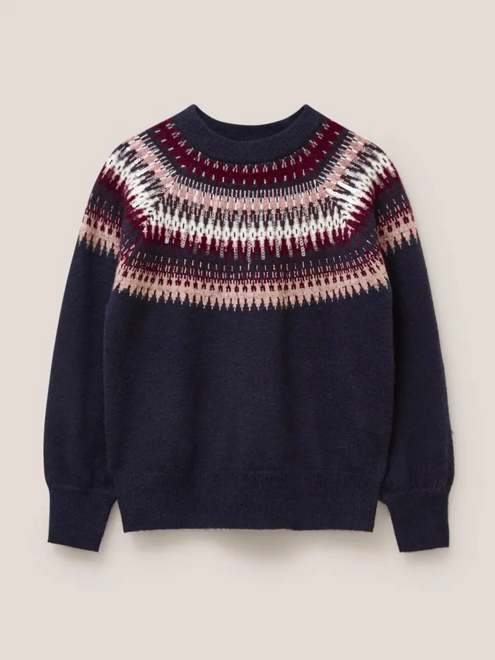 Women KNITWEAR White Stuff FRANKIE FAIRISLE JUMPER Dark Navy Women KNITWEAR White Stuff FRANKIE FAIRISLE JUMPER Dark Navy