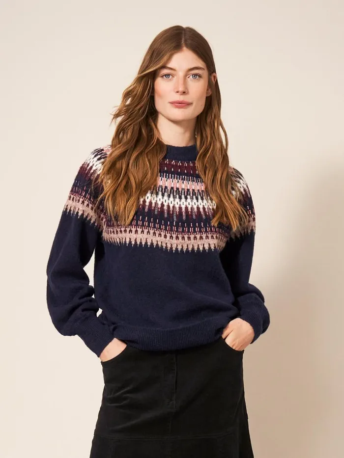 Women KNITWEAR White Stuff FRANKIE FAIRISLE JUMPER Dark Navy Women KNITWEAR White Stuff FRANKIE FAIRISLE JUMPER Dark Navy