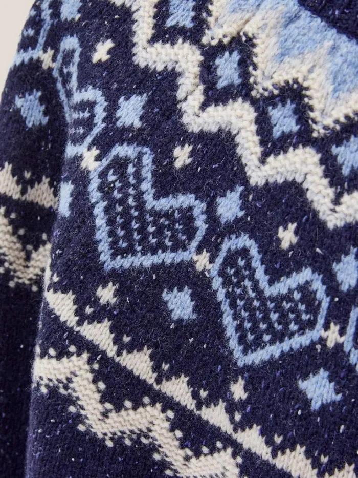 Women KNITWEAR White Stuff HEART LONGLINE FAIRISLE JUMPER Navy Multi Women KNITWEAR White Stuff HEART LONGLINE FAIRISLE JUMPER Navy Multi