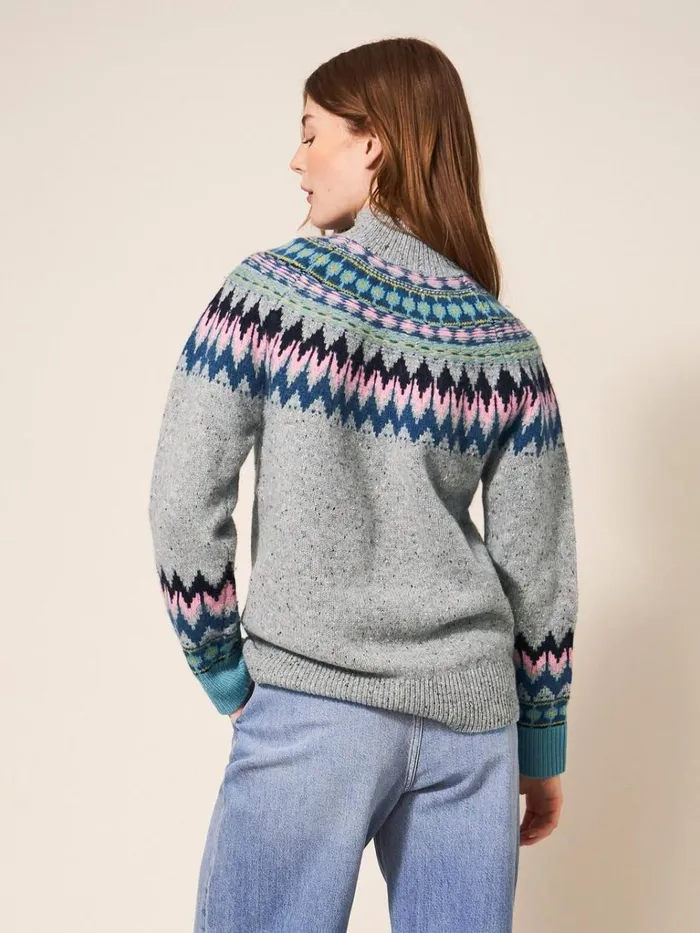 Women KNITWEAR White Stuff IZZY FAIRISLE JUMPER Grey Multi Women KNITWEAR White Stuff IZZY FAIRISLE JUMPER Grey Multi
