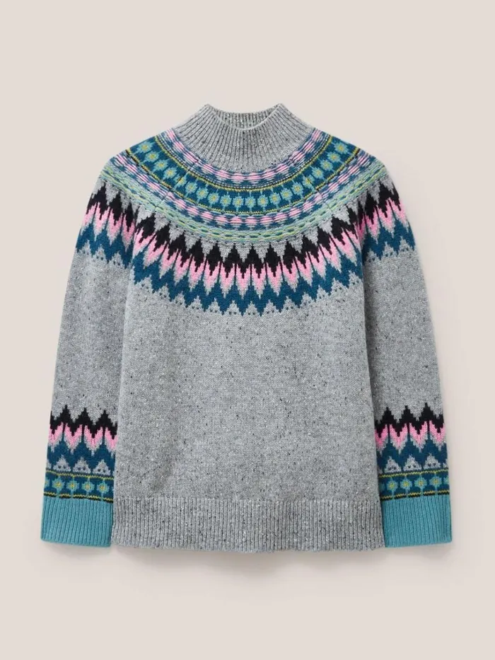 Women KNITWEAR White Stuff IZZY FAIRISLE JUMPER Grey Multi Women KNITWEAR White Stuff IZZY FAIRISLE JUMPER Grey Multi