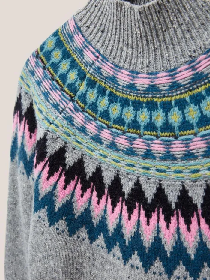 Women KNITWEAR White Stuff IZZY FAIRISLE JUMPER Grey Multi Women KNITWEAR White Stuff IZZY FAIRISLE JUMPER Grey Multi