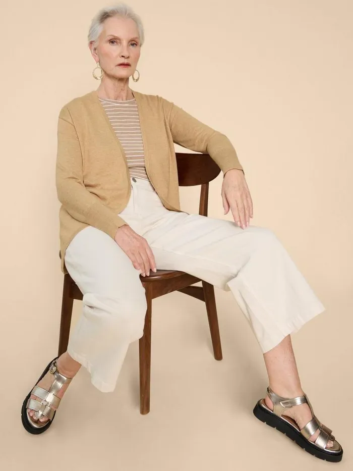Women KNITWEAR White Stuff LEAH LONGLINE CARDI Light Natural