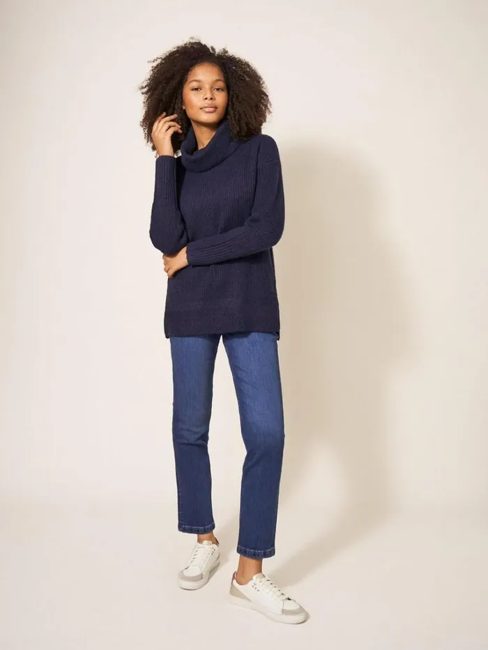 Women KNITWEAR White Stuff LOVELY RIB JUMPER French Navy