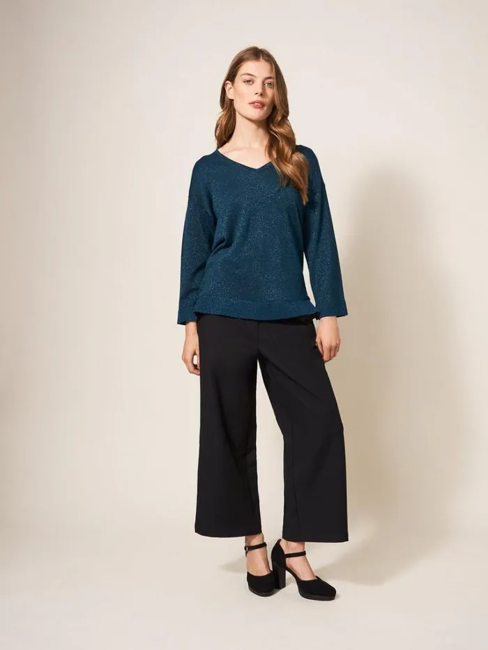 Women KNITWEAR White Stuff NIGHT SKY V NECK JUMPER Mid Teal Women KNITWEAR White Stuff NIGHT SKY V NECK JUMPER Mid Teal