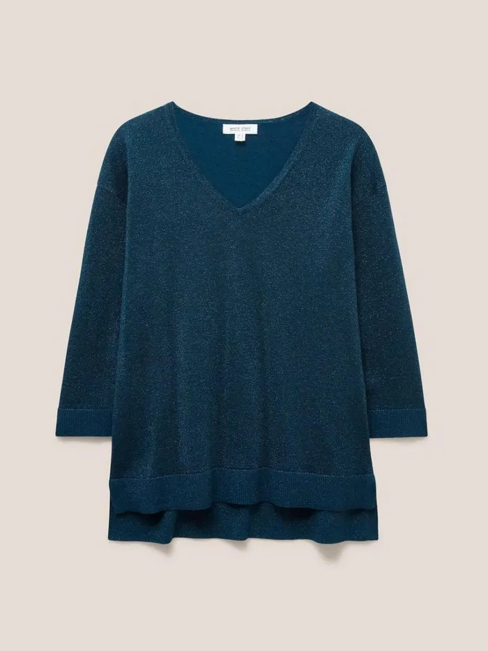 Women KNITWEAR White Stuff NIGHT SKY V NECK JUMPER Mid Teal Women KNITWEAR White Stuff NIGHT SKY V NECK JUMPER Mid Teal