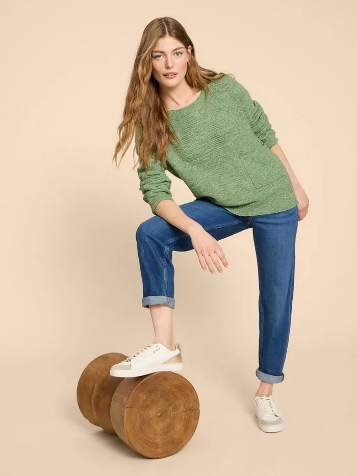 Women KNITWEAR White Stuff NORTHBANK CREW NECK JUMPER Mid Green
