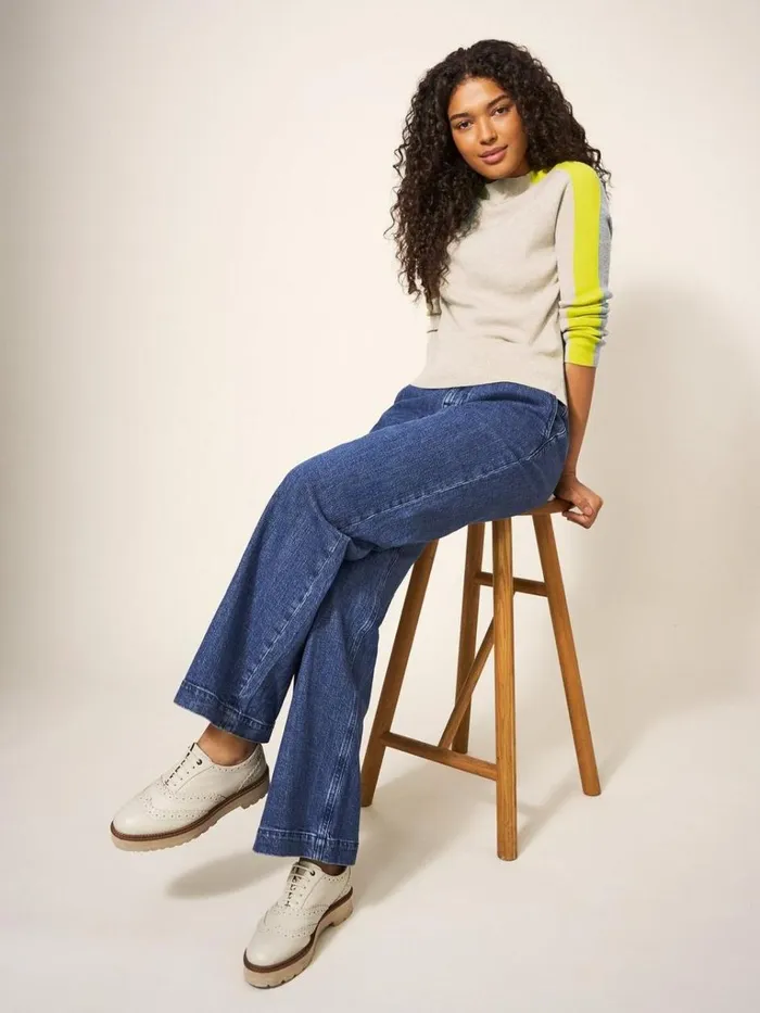 Women KNITWEAR White Stuff POP RIB HIGH NECK JUMPER Natural Multi Women KNITWEAR White Stuff POP RIB HIGH NECK JUMPER Natural Multi