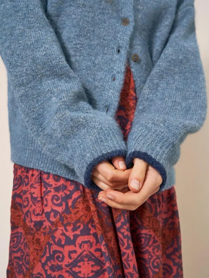 Women KNITWEAR White Stuff SAVICK BOMBER Mid Blue Women KNITWEAR White Stuff SAVICK BOMBER Mid Blue