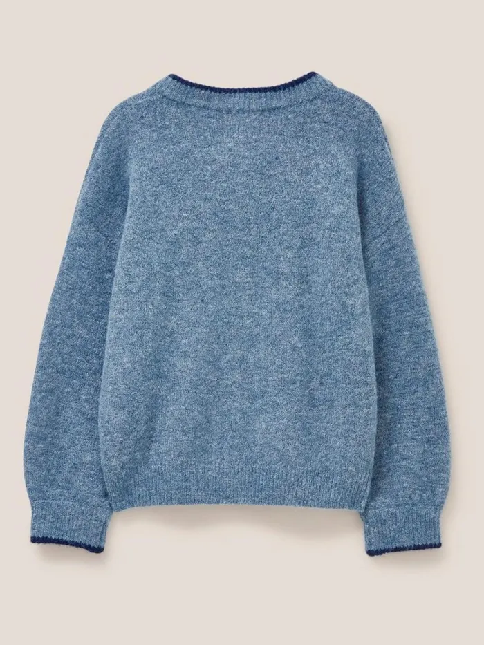 Women KNITWEAR White Stuff SAVICK BOMBER Mid Blue Women KNITWEAR White Stuff SAVICK BOMBER Mid Blue