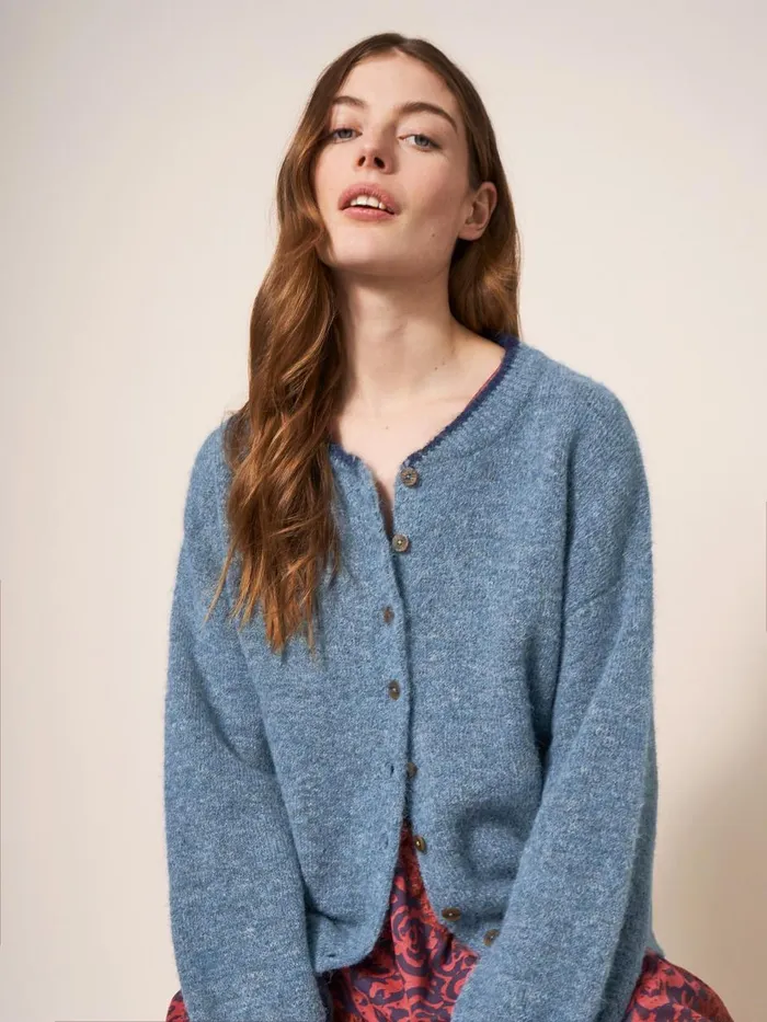 Women KNITWEAR White Stuff SAVICK BOMBER Mid Blue Women KNITWEAR White Stuff SAVICK BOMBER Mid Blue