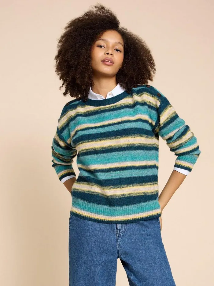 Women KNITWEAR White Stuff SICILY JUMPER Blue Multi