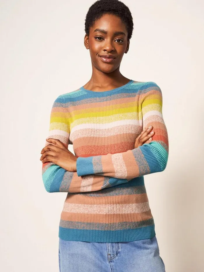 Women KNITWEAR White Stuff SKINNY RIBBED JUMPER Teal Multi Women KNITWEAR White Stuff SKINNY RIBBED JUMPER Teal Multi