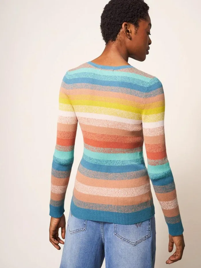 Women KNITWEAR White Stuff SKINNY RIBBED JUMPER Teal Multi Women KNITWEAR White Stuff SKINNY RIBBED JUMPER Teal Multi