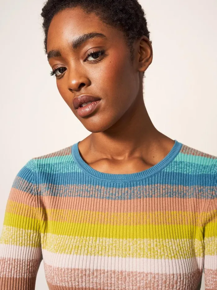 Women KNITWEAR White Stuff SKINNY RIBBED JUMPER Teal Multi Women KNITWEAR White Stuff SKINNY RIBBED JUMPER Teal Multi