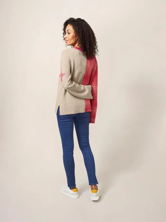 Women KNITWEAR White Stuff SPLIT STAR JUMPER Pink Multi Women KNITWEAR White Stuff SPLIT STAR JUMPER Pink Multi