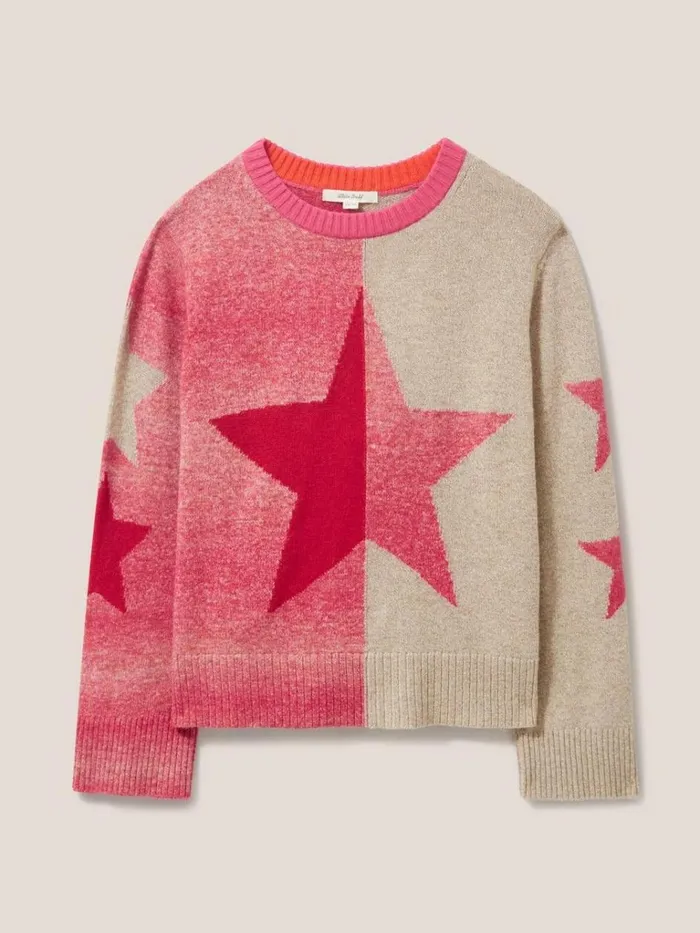Women KNITWEAR White Stuff SPLIT STAR JUMPER Pink Multi Women KNITWEAR White Stuff SPLIT STAR JUMPER Pink Multi
