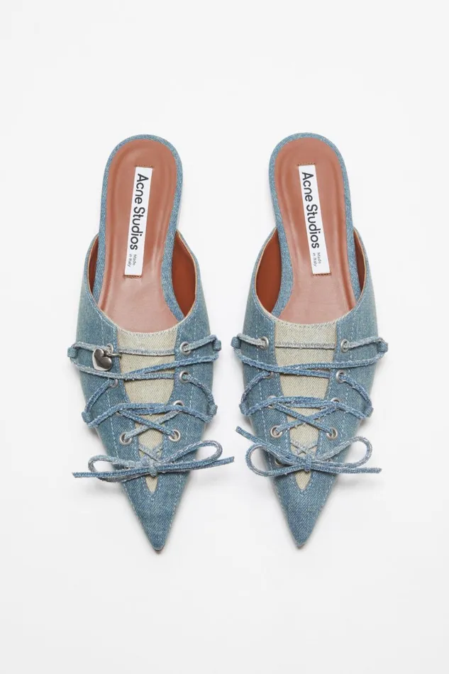 Women Laceup Mules Dusty Blue Acne Studios Shoes