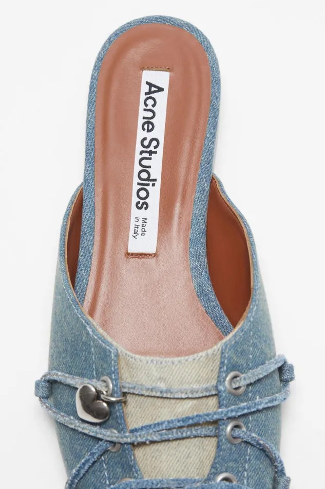 Women Laceup Mules Dusty Blue Acne Studios Shoes