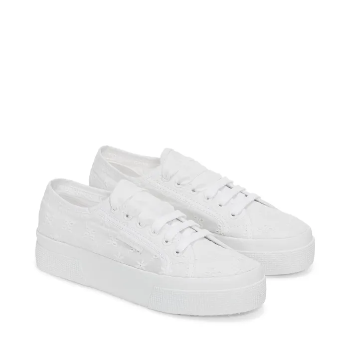 Women Lady Shoes Woman 2740 FLOWER SANGALLO Wedge TOTAL WHITE Superga Platform