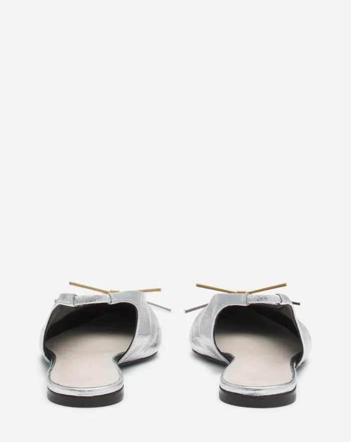 Women Lanvin Ballerinas Lanvin Bow Slingback In Metallic Leather Silver Women Lanvin Ballerinas Lanvin Bow Slingback In Metallic Leather Silver