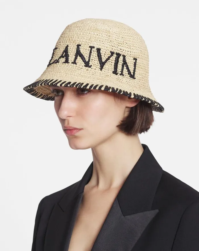 Women Lanvin Hats Lanvin Raffia Bucket Hat Naturalblack Women Lanvin Hats Lanvin Raffia Bucket Hat Naturalblack