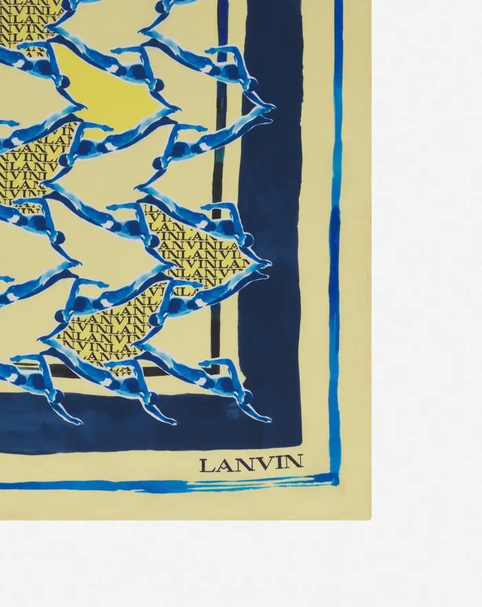Women Lanvin Silks and Scarves Silk Scarf With A Sports Print Yellow Women Lanvin Silks and Scarves Silk Scarf With A Sports Print Yellow