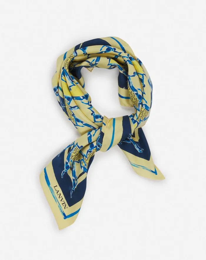 Women Lanvin Silks and Scarves Silk Scarf With A Sports Print Yellow Women Lanvin Silks and Scarves Silk Scarf With A Sports Print Yellow