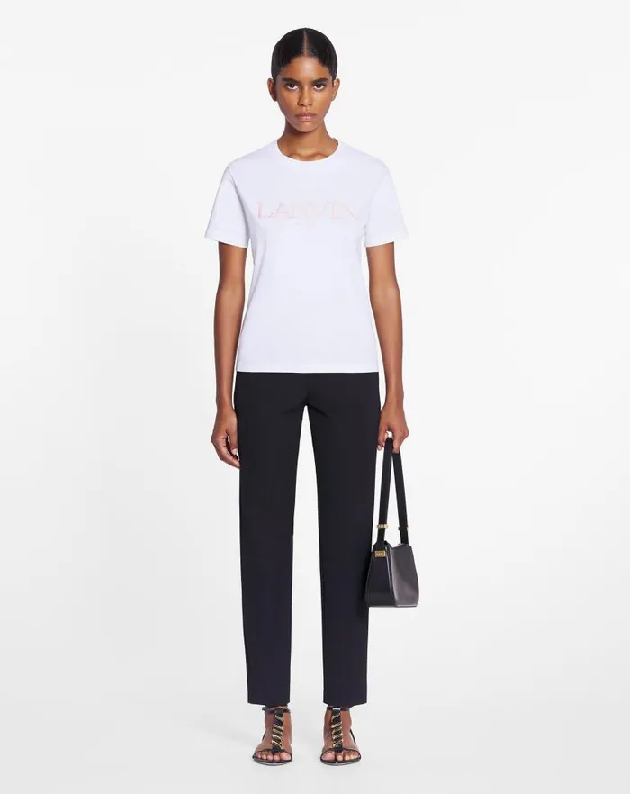 Women Lanvin TShirts and Sweatshirts Lanvin Embroidered Classic Tshirt Optic White Women Lanvin TShirts and Sweatshirts Lanvin Embroidered Classic Tshirt Optic White