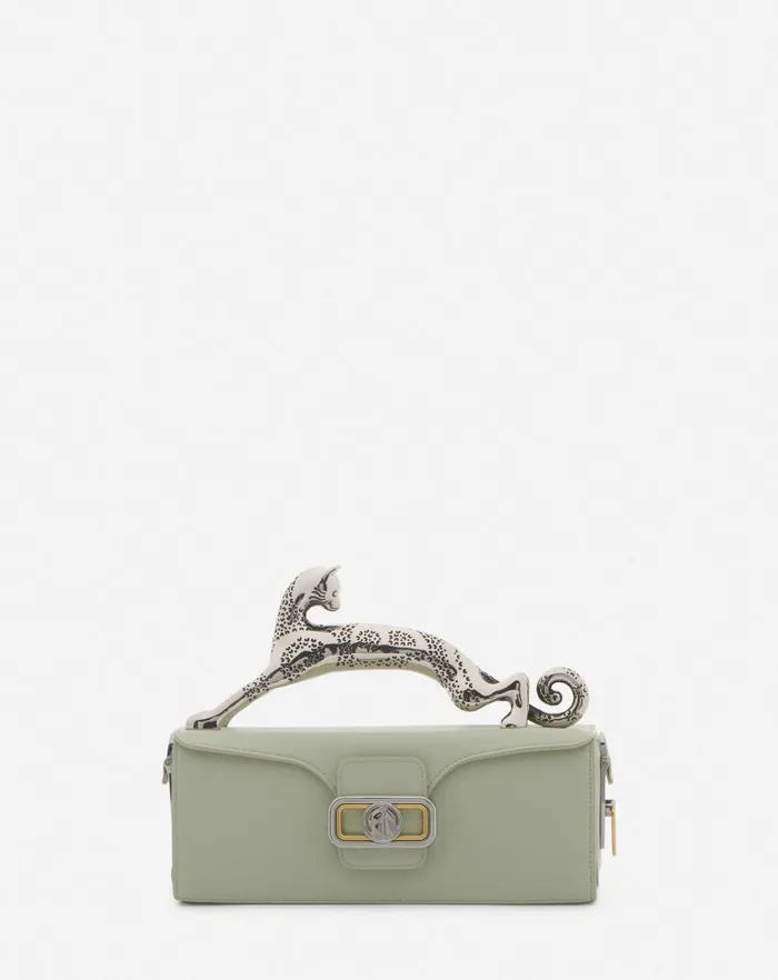 Women Lanvin Tote Bags and Top Handle Bags Medium Pencil Cat Leather Bag Sage
