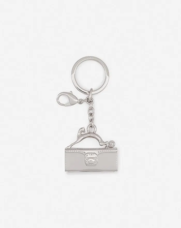 Women Lanvin Wallets and Small Leather Goods Pencil Cat Brass Key Ring Silver
