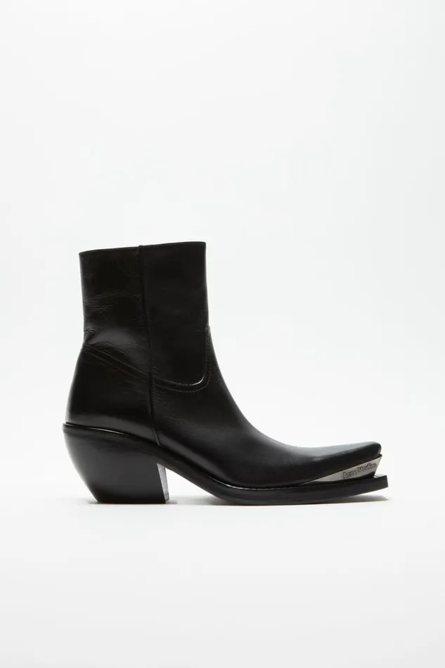 Women Leather Ankle Boots Black Acne Studios Shoes
