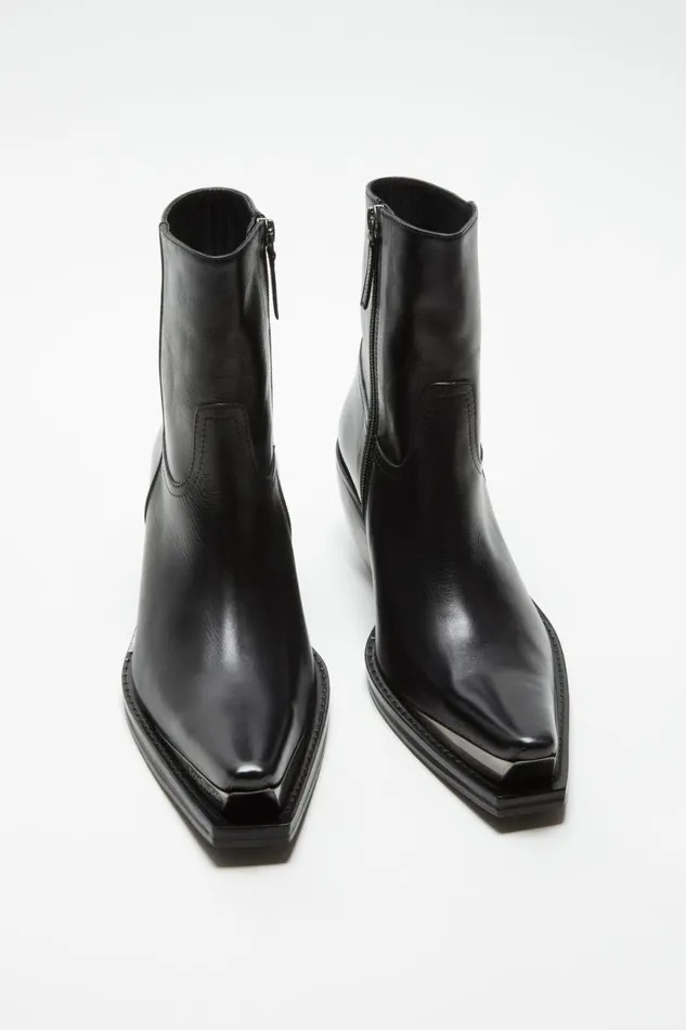 Women Leather Ankle Boots Black Acne Studios Shoes