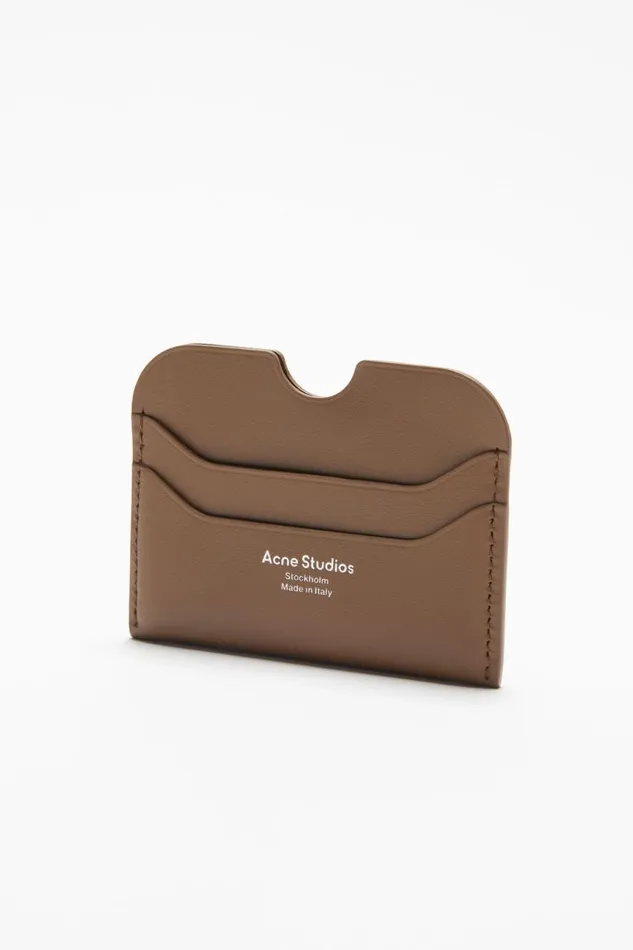 Women Leather Card Holder Camel Brown Acne Studios Small Leather Goods