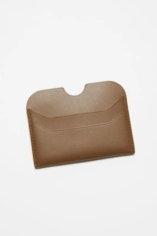 Women Leather Card Holder Camel Brown Acne Studios Small Leather Goods