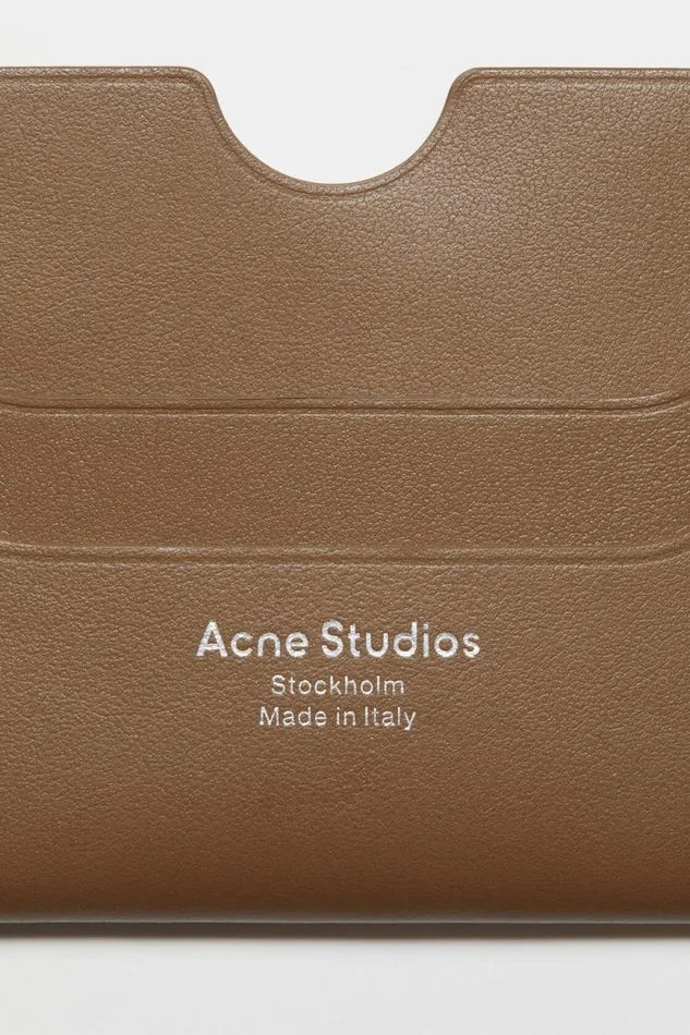 Women Leather Card Holder Camel Brown Acne Studios Small Leather Goods
