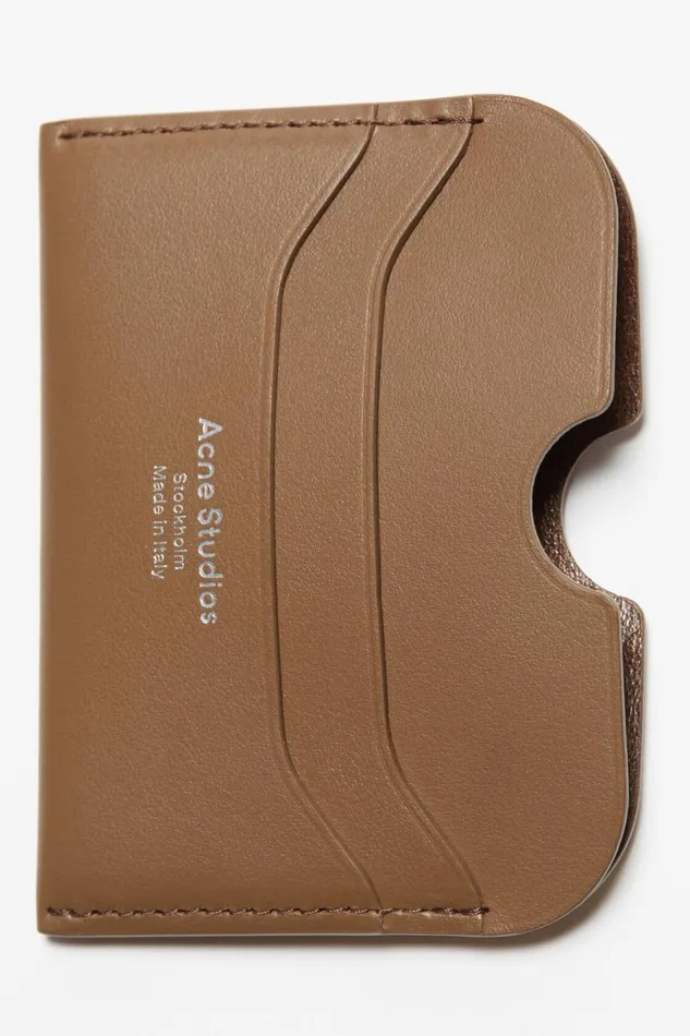Women Leather Card Holder Camel Brown Acne Studios Small Leather Goods