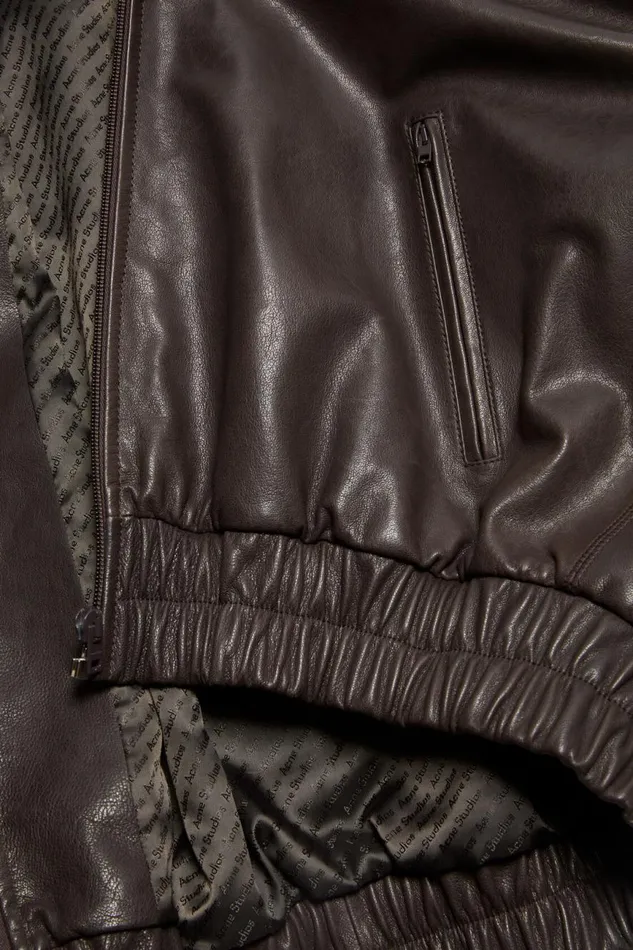 Women Leather Jacket Brown Acne Studios Outerwear