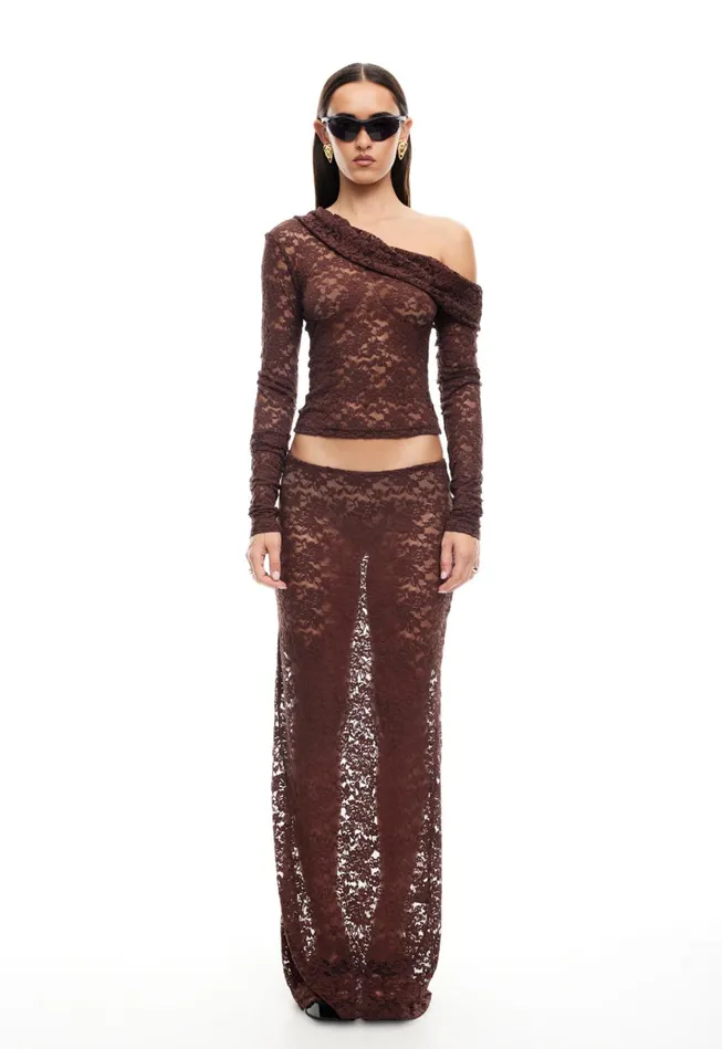 Women Lioness Fashion Tops BLACK SWAN OFF SHOULDER Chocolate Women Lioness Fashion Tops BLACK SWAN OFF SHOULDER Chocolate