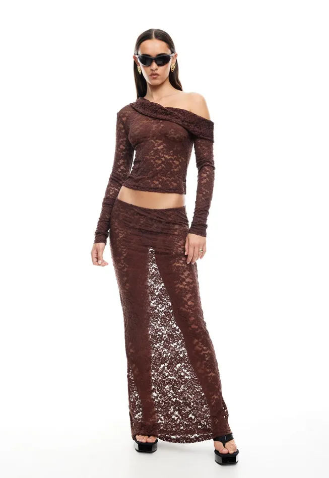 Women Lioness Fashion Tops BLACK SWAN OFF SHOULDER Chocolate Women Lioness Fashion Tops BLACK SWAN OFF SHOULDER Chocolate